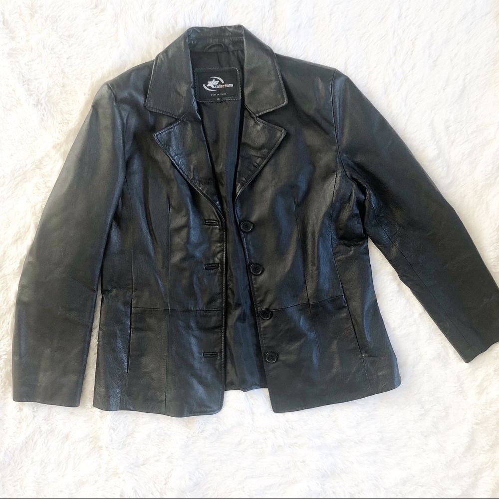 ZLC COLLECTIONS BLACK LEATER JACKET WOMENS SIZE XL